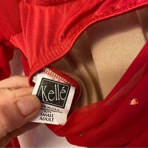 Kelle red 2 piece leotard and leggings Dance Costume set -Adult SA - Picture 12 of 14